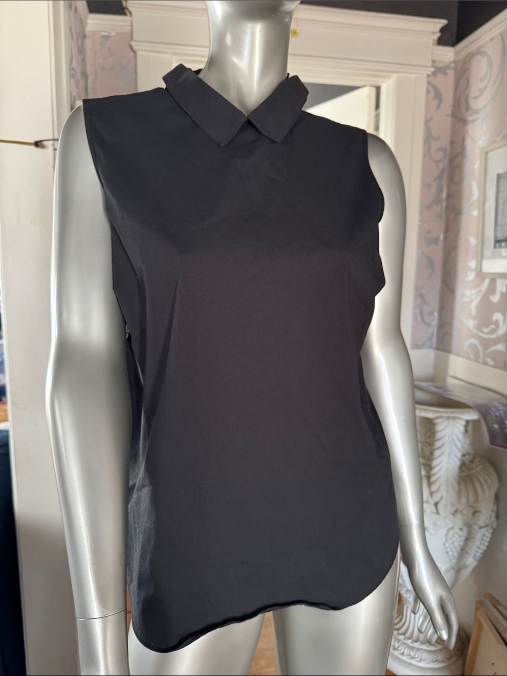 Armani Exchange sleeveless poplin top in black